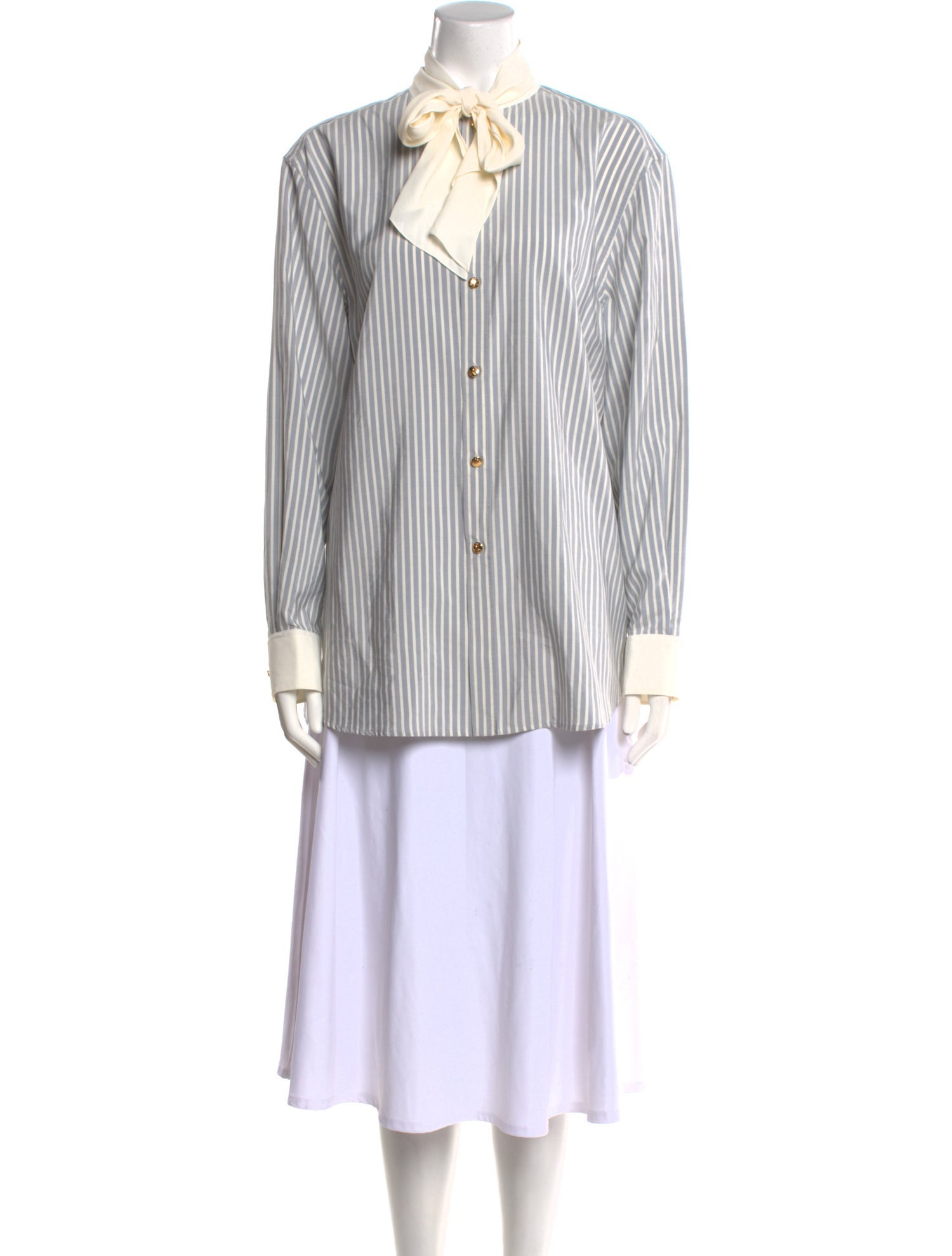 Celine Stripe Long Sleeve Silk Tunic