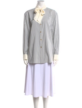 Celine Stripe Long Sleeve Silk Tunic