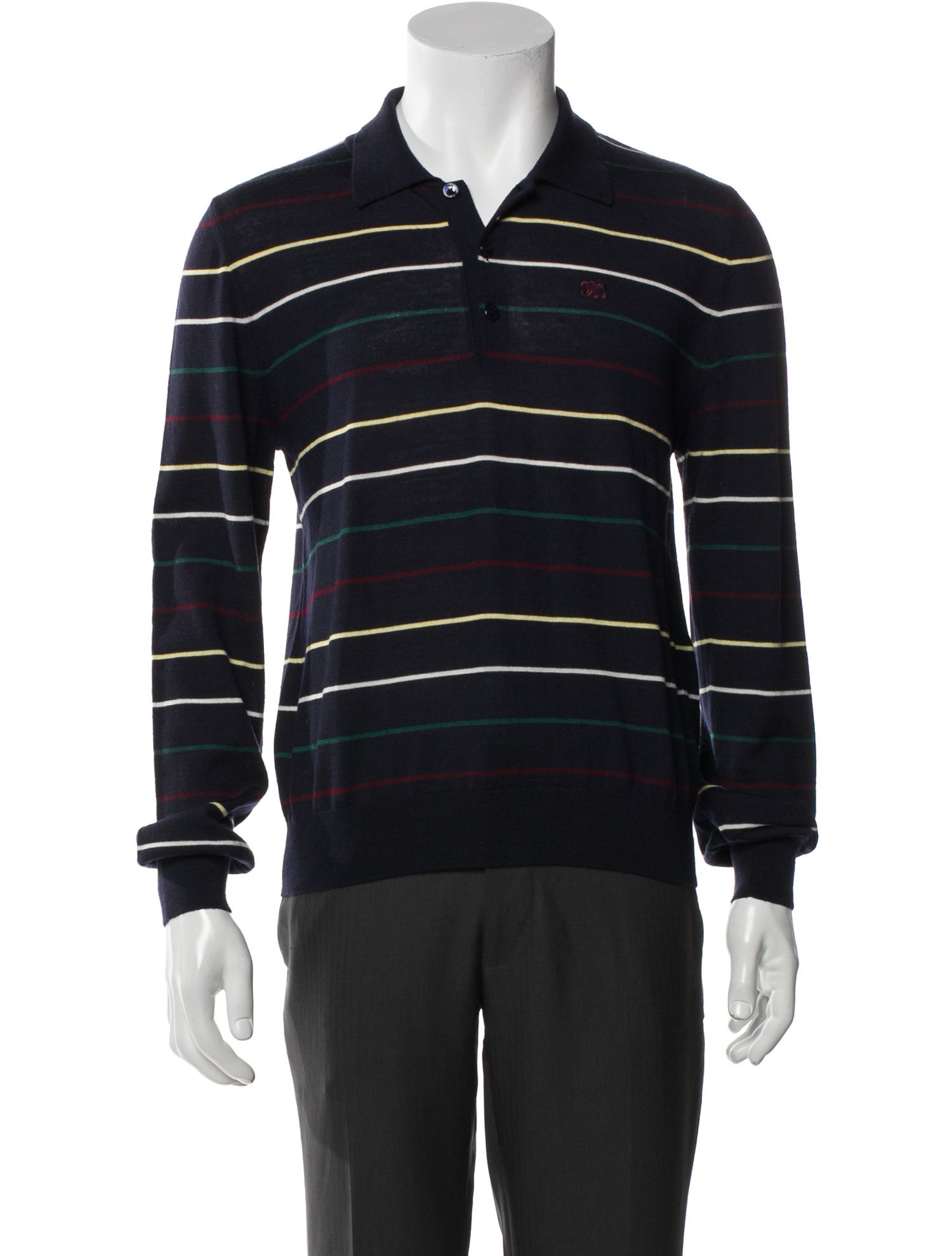 Celine Wool Striped Polo Shirt