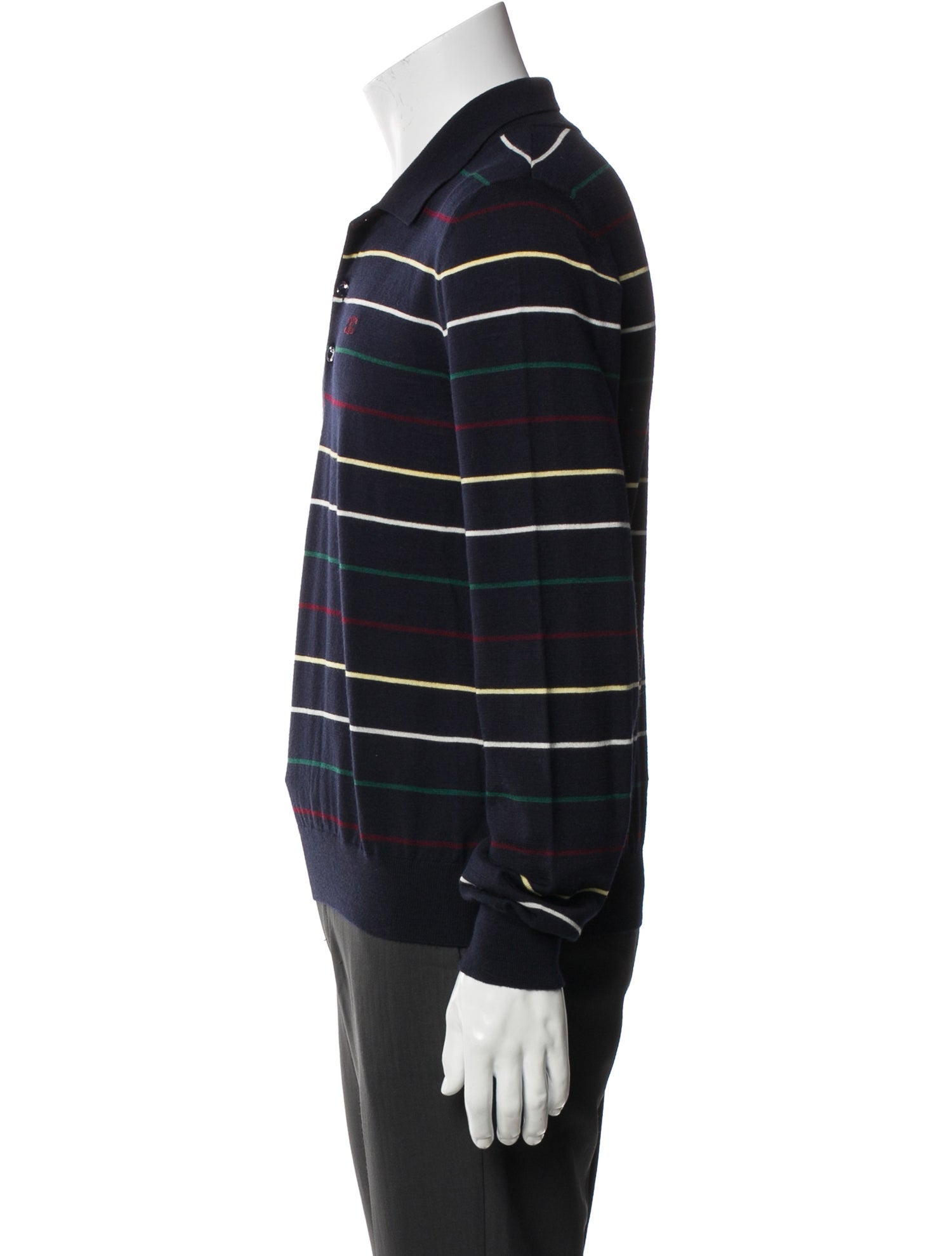 Celine Wool Striped Polo Shirt