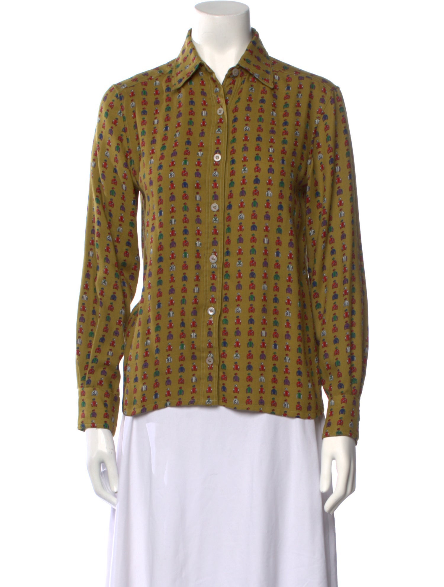Celine Vintage Late 1970's - Early 1980's Button-Up Top