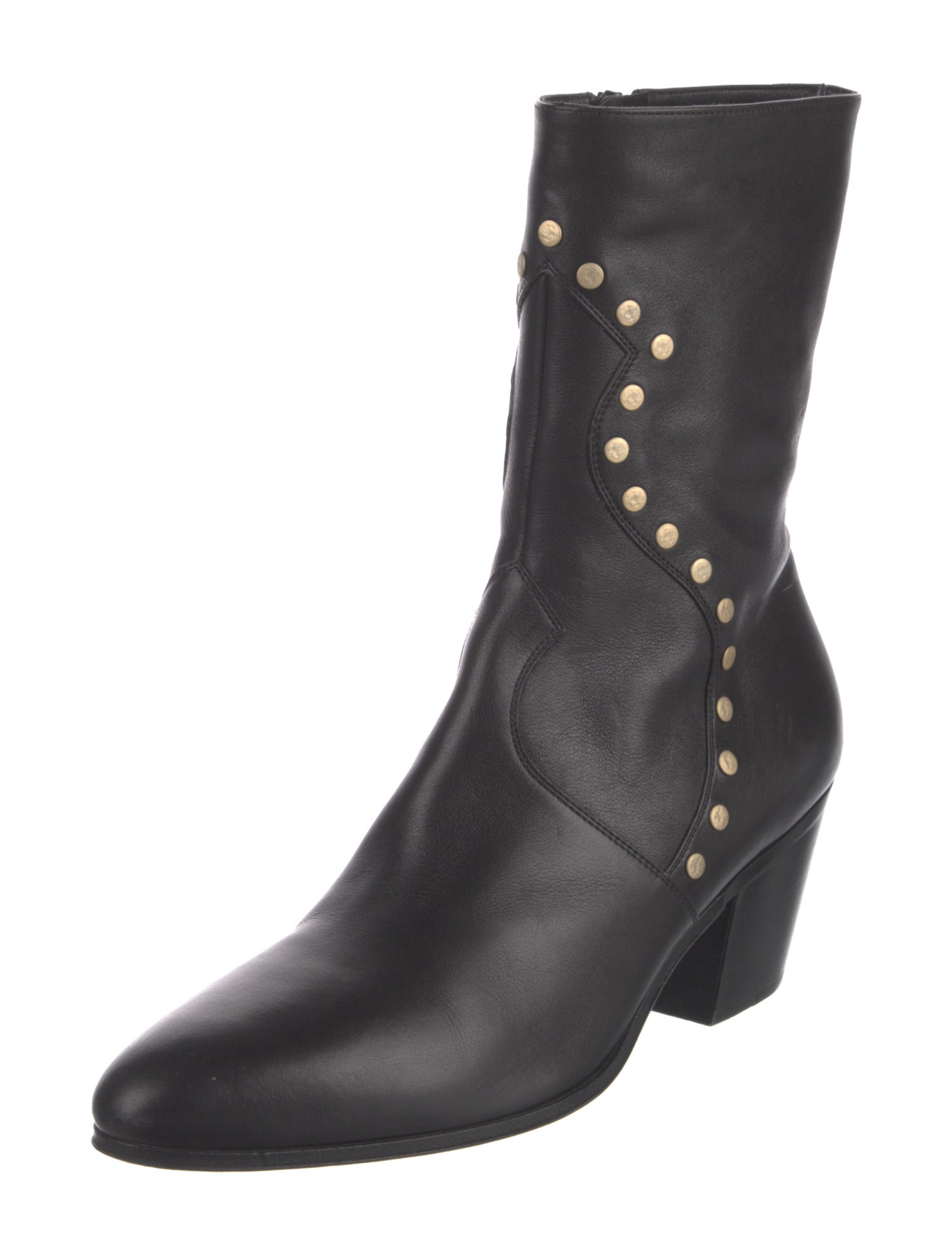 Celine Leather Studded Accents Boots