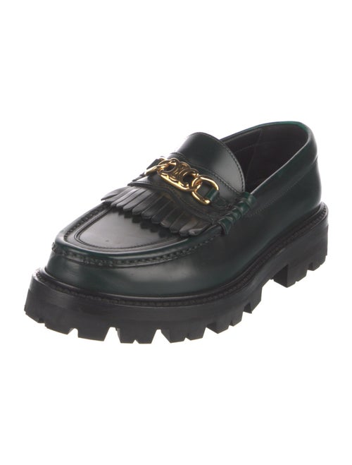 Celine Leather Fringe Trim Accent Loafers