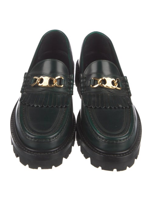 Celine Leather Fringe Trim Accent Loafers