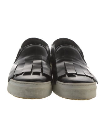 Celine Leather Fringe Trim Accent Sneakers
