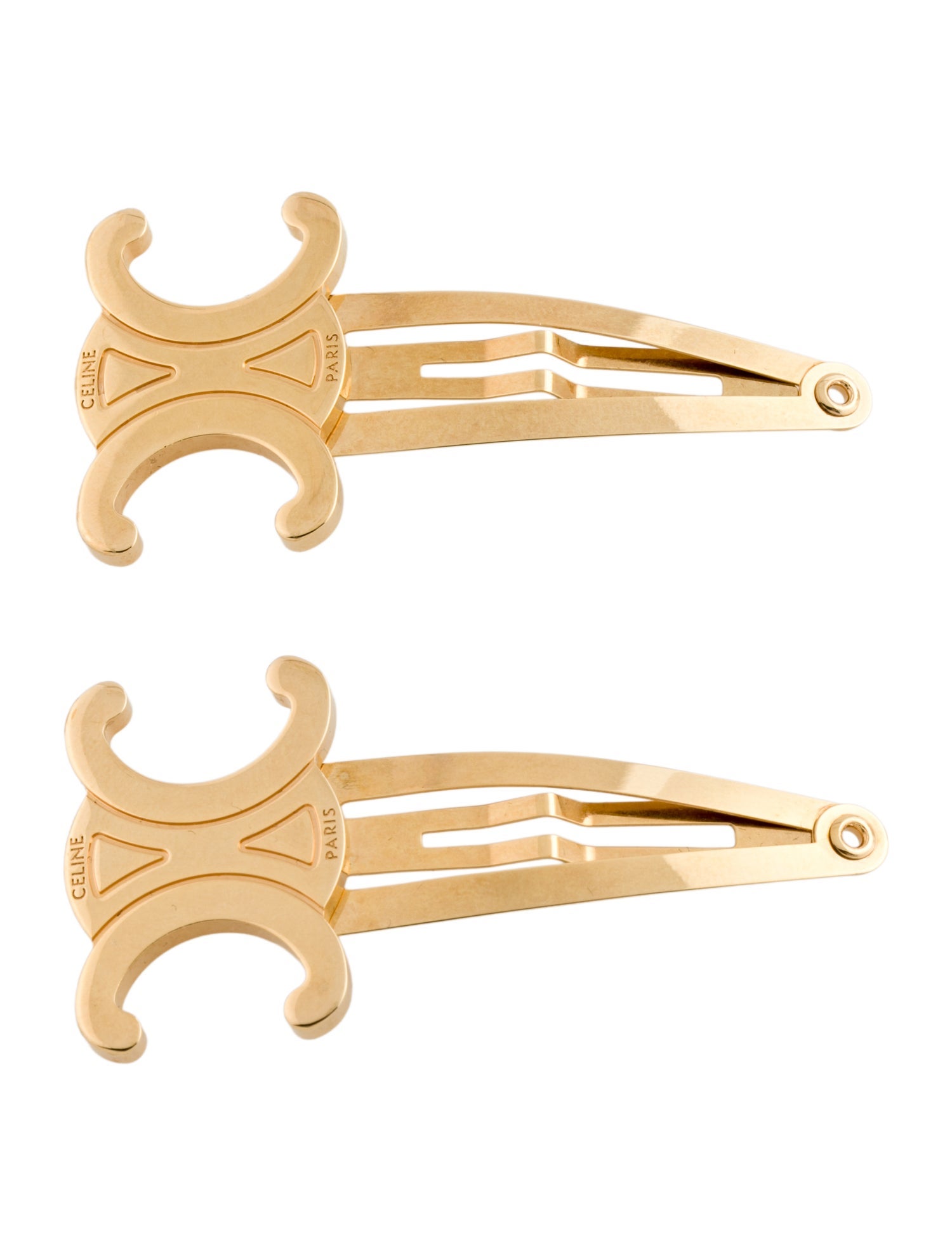 Celine Triomphe Gold Hair Clips 2023