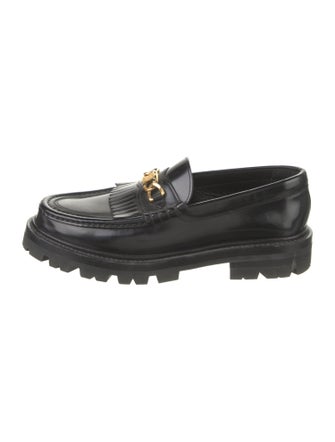 Celine Leather Chain-Link Accents Loafers