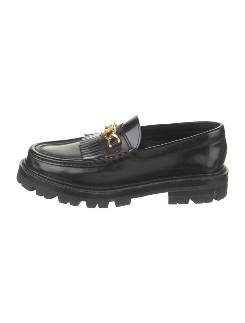 Celine Leather Chain-Link Accents Loafers