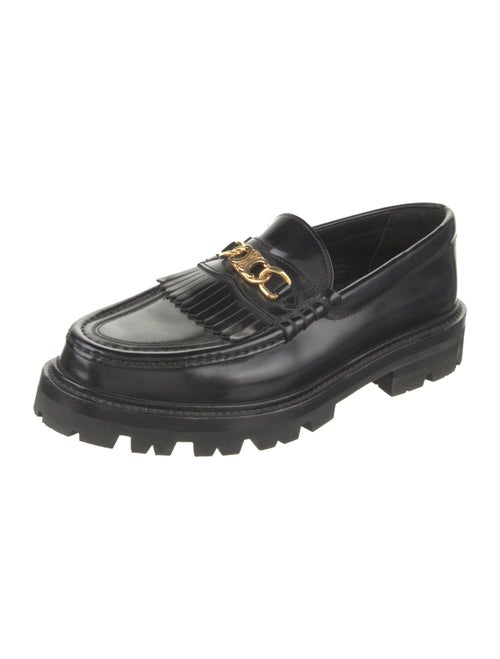 Celine Leather Chain-Link Accents Loafers