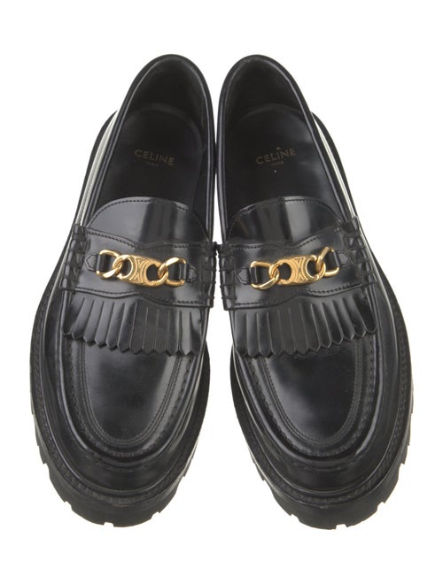 Celine Leather Chain-Link Accents Loafers