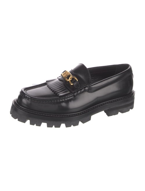 Celine Leather Chain-Link Accents Loafers