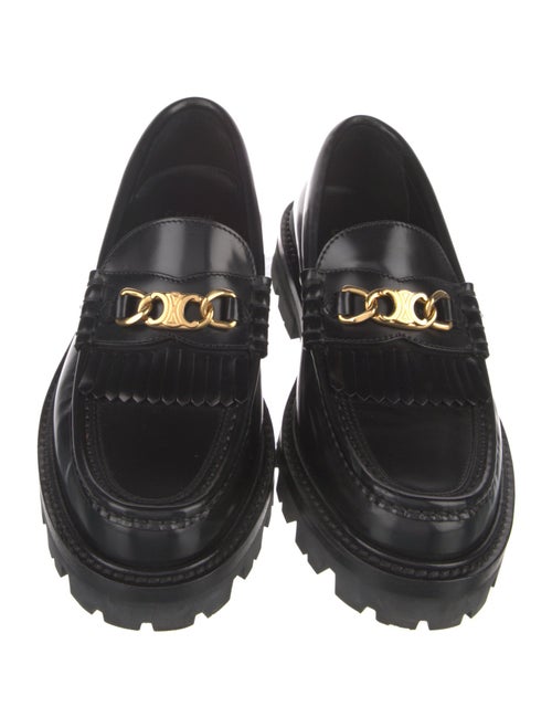 Celine Leather Chain-Link Accents Loafers