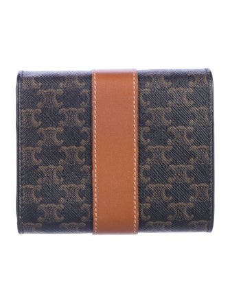 Celine SMALL TRIFOLD TRIOMPHE CANVAS Leather Compact Wallet