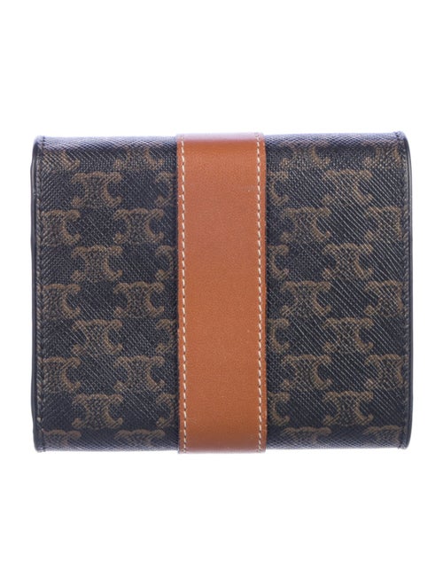 Celine SMALL TRIFOLD TRIOMPHE CANVAS Leather Compact Wallet