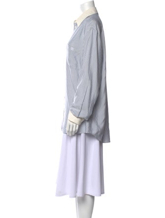 Celine Silk Striped Button-Up Top