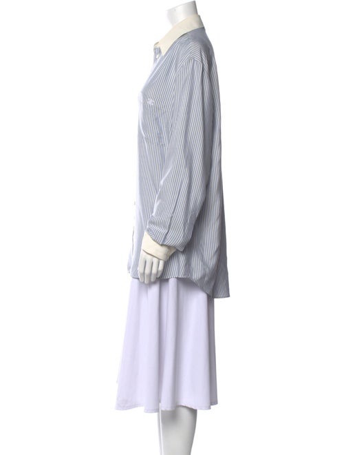 Celine Silk Striped Button-Up Top