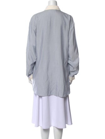 Celine Silk Striped Button-Up Top