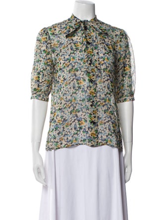 Celine Silk Floral Print Button-Up Top