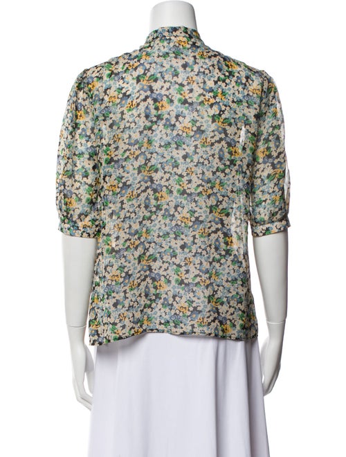 Celine Silk Floral Print Button-Up Top