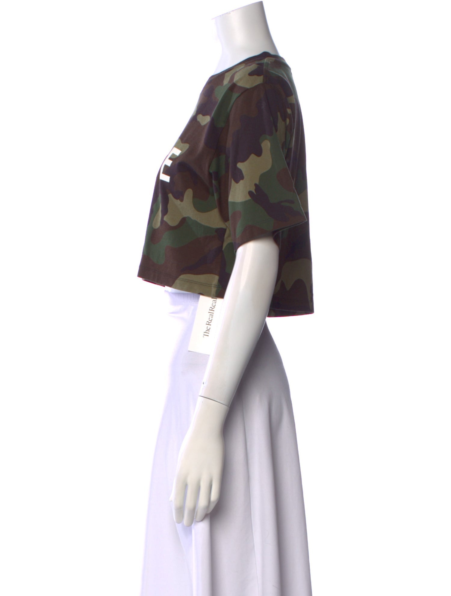 Celine Camo Logo Graphic Print Crop Top