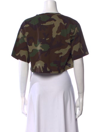 Celine Camo Logo Graphic Print Crop Top