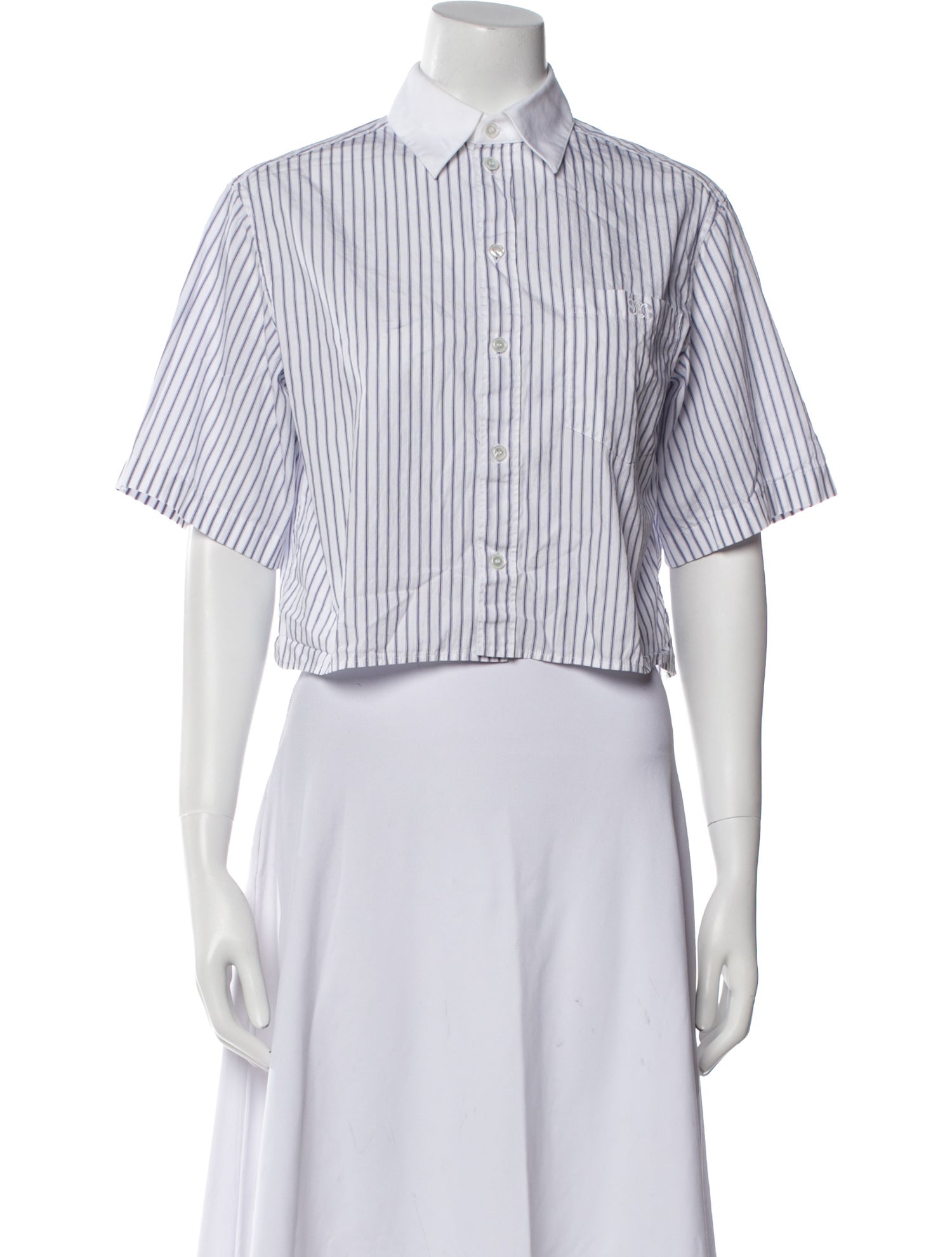 Celine Striped Short Sleeve Crop Top