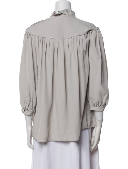 Celine Fluid Long Sleeve Mock Neck Blouse