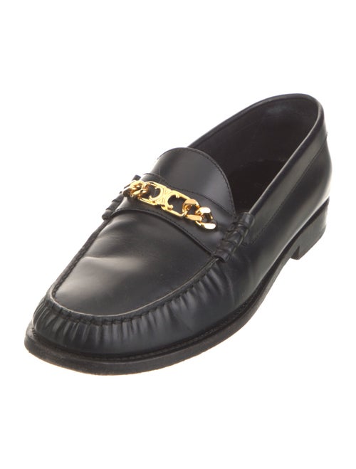 Celine Leather Chain-Link Accents Loafers