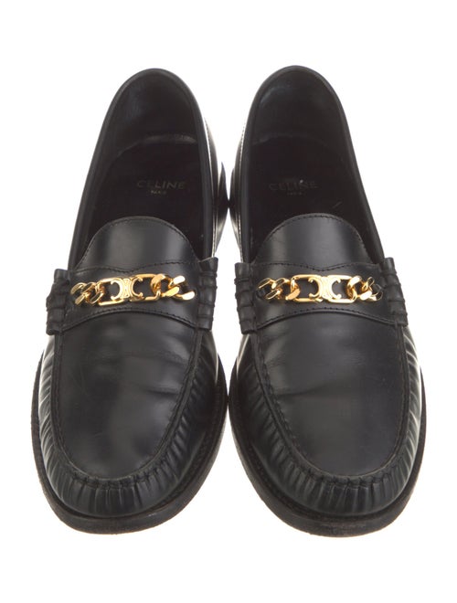 Celine Leather Chain-Link Accents Loafers