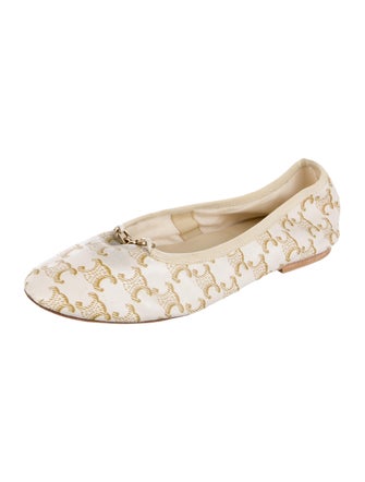 Celine Leather Printed Ballet Flats