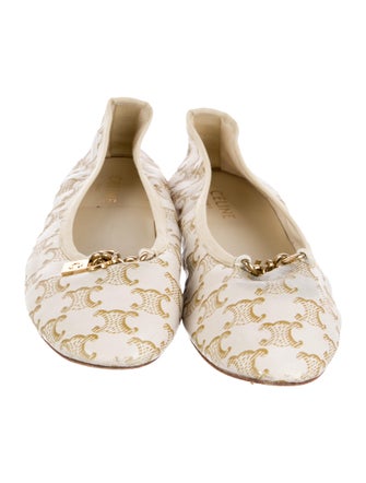 Celine Leather Printed Ballet Flats