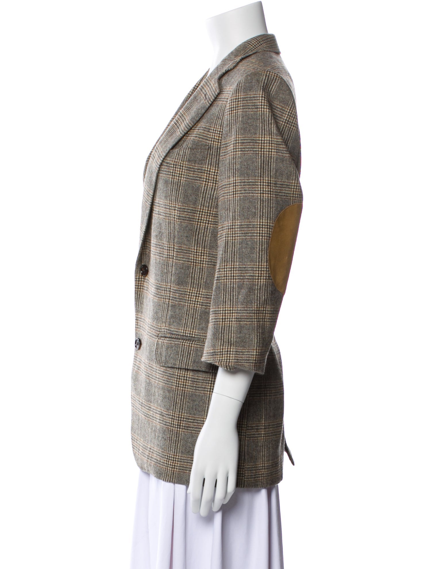 Celine Wool Plaid Print Blazer