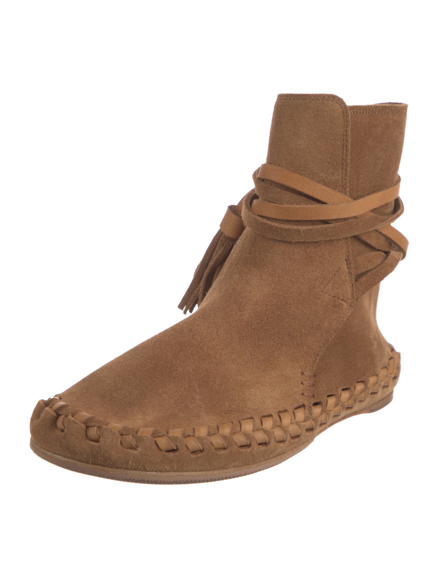 Celine Suede Whipstitch Trim Boots