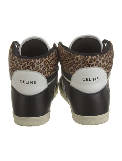Celine Leather Animal Print Wedge Sneakers