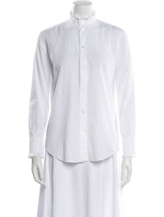 Celine Mock Neck Long Sleeve Button-Up Top
