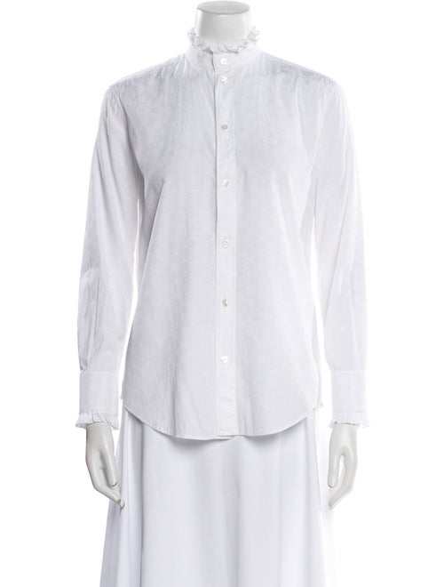Celine Mock Neck Long Sleeve Button-Up Top