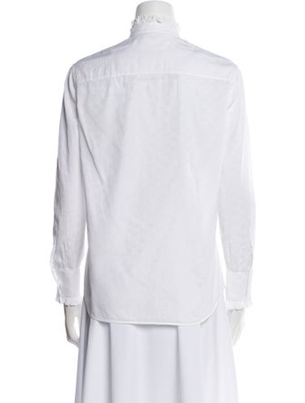 Celine Mock Neck Long Sleeve Button-Up Top