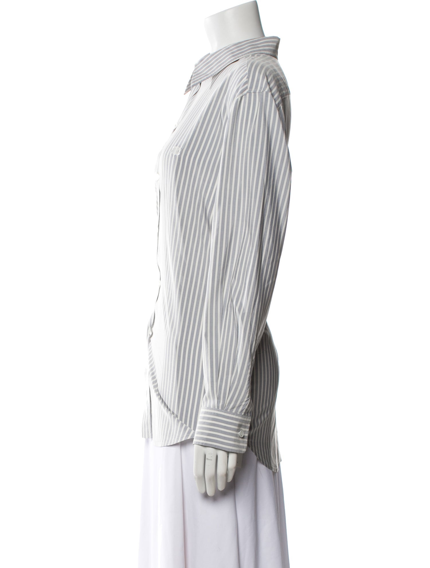 Celine Silk Striped Button-Up Top