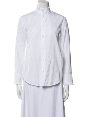 Celine Mock Neck Long Sleeve Button-Up Top