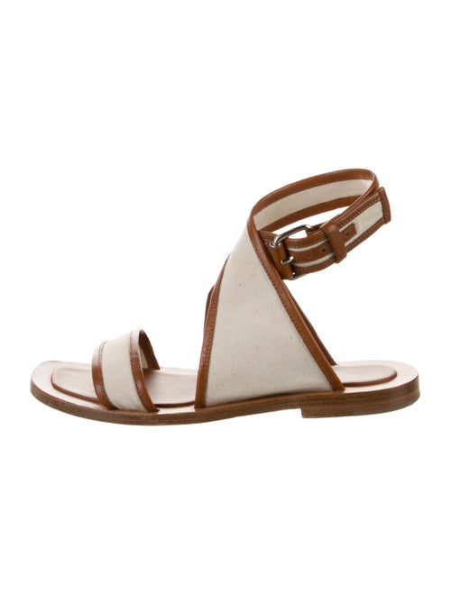Celine Canvas Leather Trim Embellishment Sandals