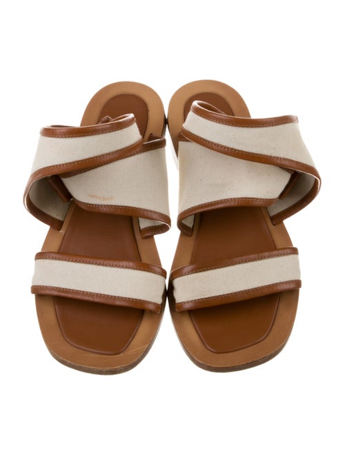 Celine Canvas Leather Trim Embellishment Sandals