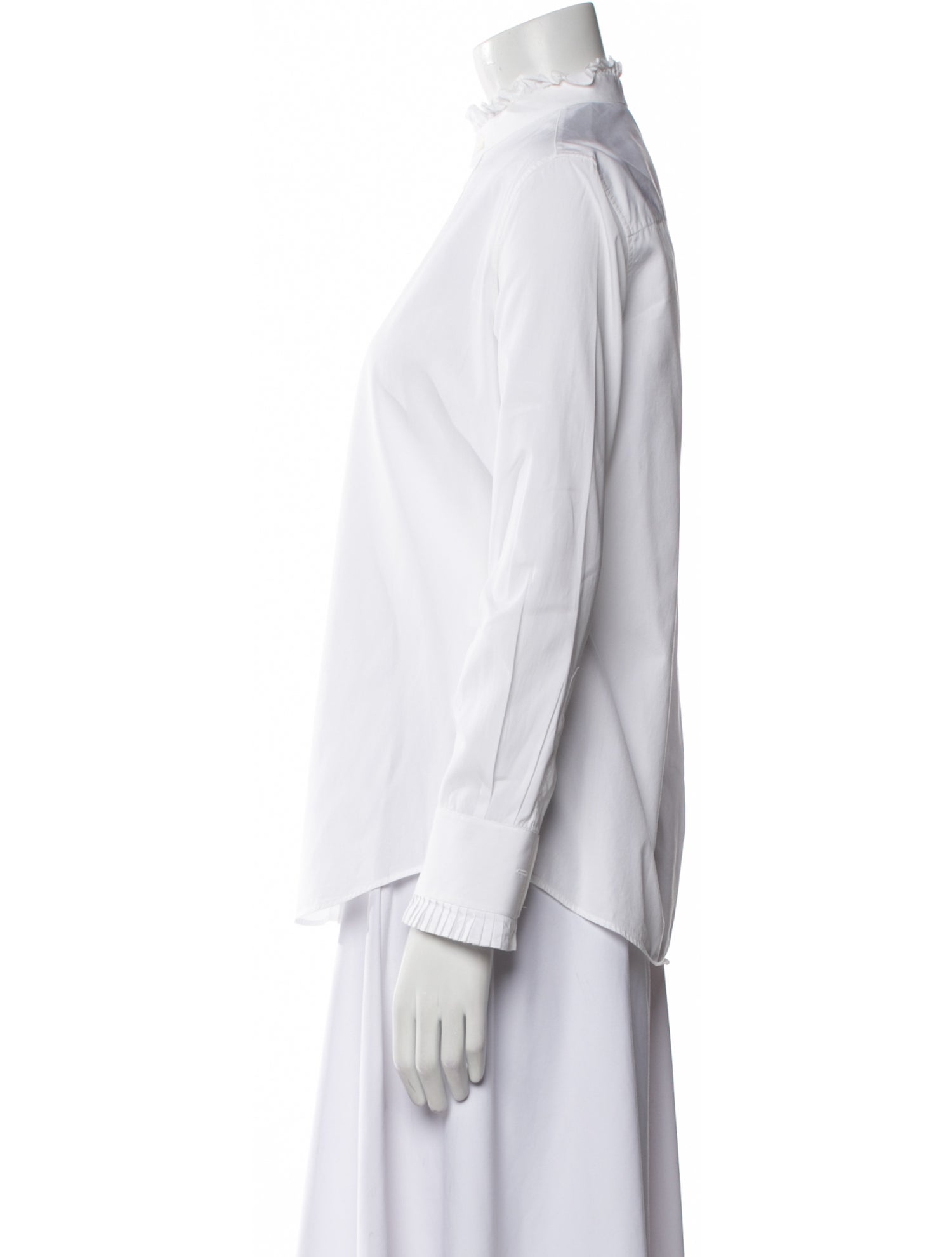 Celine Mock Neck Long Sleeve Button-Up Top