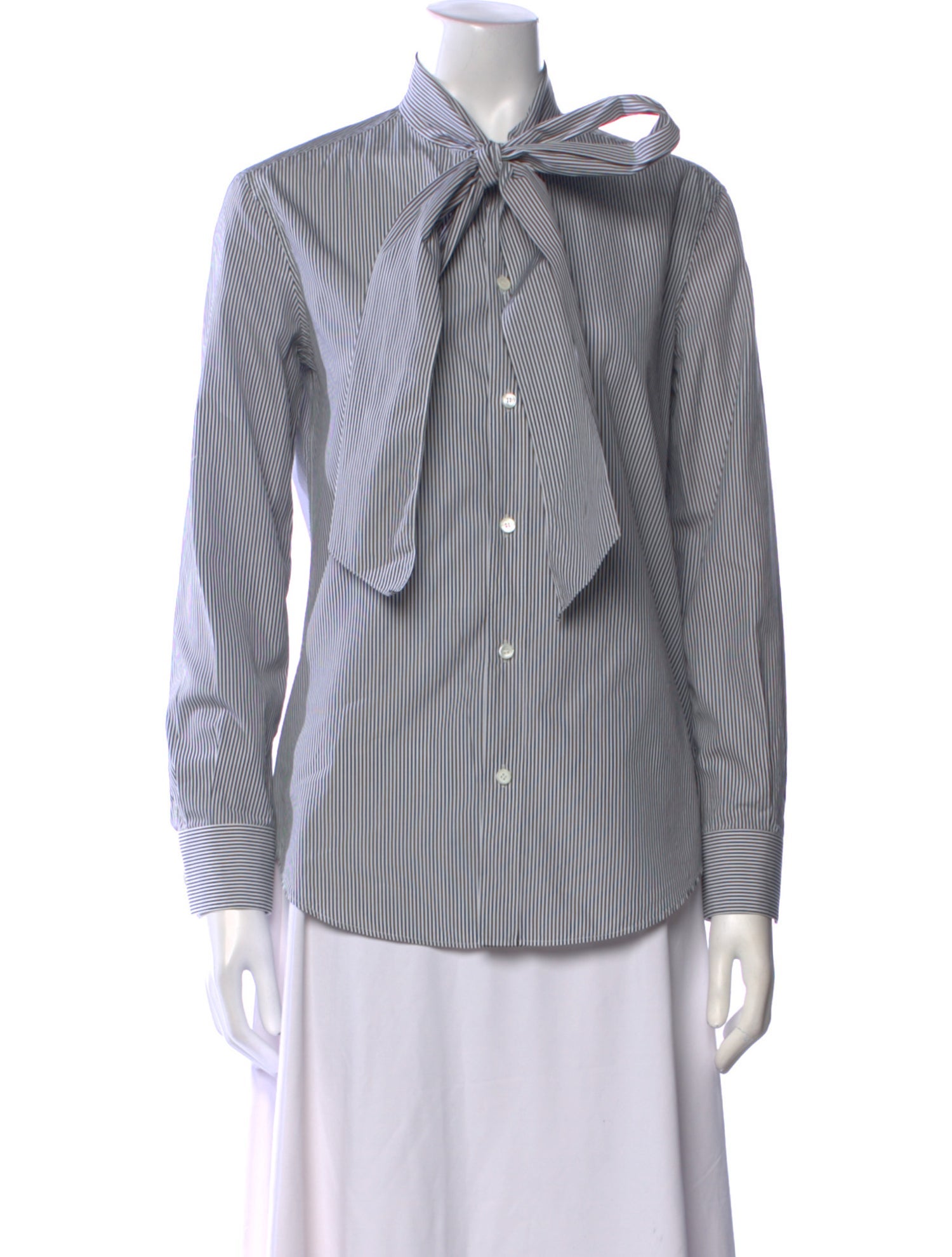 Celine Striped Long Sleeve Striped Button-Up Top