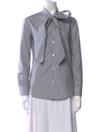 Celine Striped Long Sleeve Striped Button-Up Top