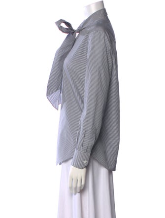 Celine Striped Long Sleeve Striped Button-Up Top