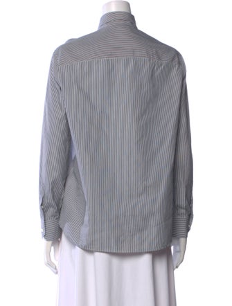 Celine Striped Long Sleeve Striped Button-Up Top