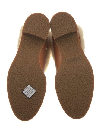 Celine Leather Fur Trim Riding Boots