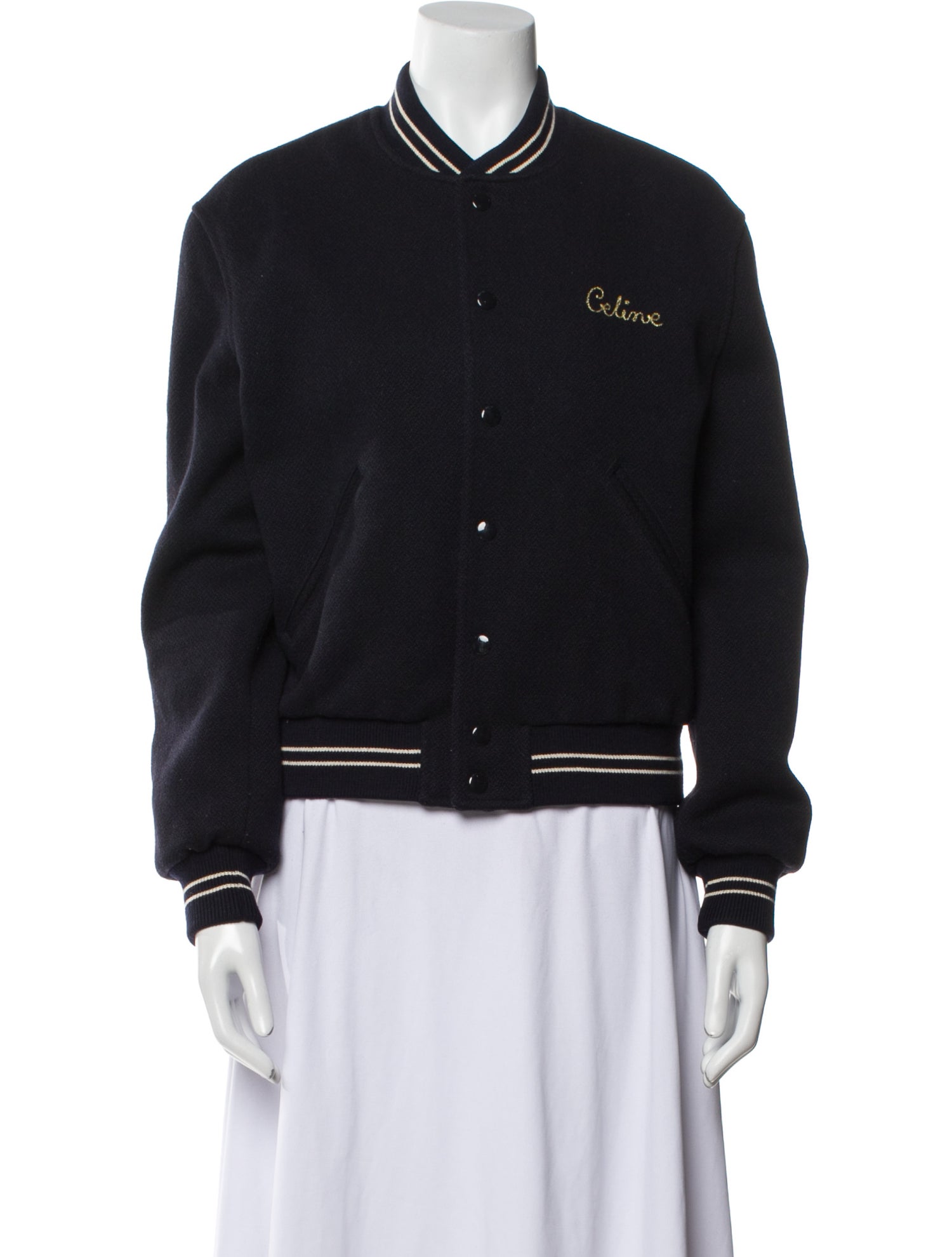 Celine Wool Striped Bomber Jacket