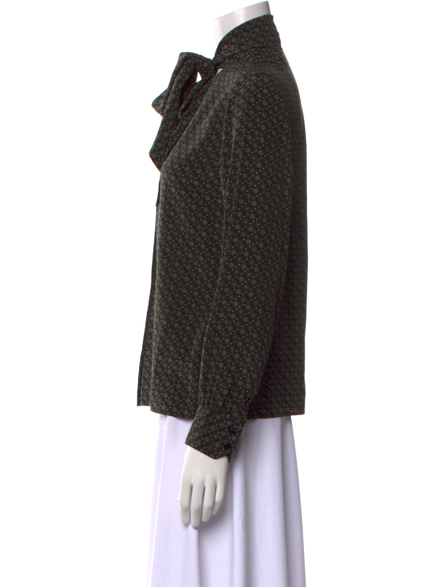 Celine Silk Polka Dot Print Button-Up Top