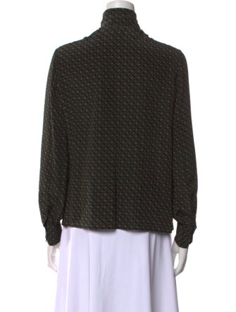 Celine Silk Polka Dot Print Button-Up Top